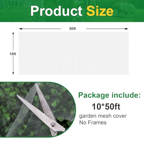 NONMON Garden Netting 10 x 50FT Ultra Fine Mesh Netting Insect Netting - size: 10 x 50ft