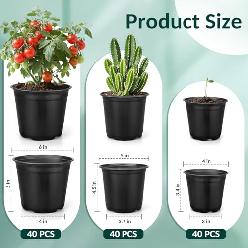 120 Pcs Small Plastic Palnt Pot, 4 5 6 Inch Nursery Pots with Drainage, Seedlings Starter Pots for Plants, Great for Herbs, Cuttings, and Starter Plants (120 pcs,456 inch) - size: 456 inch