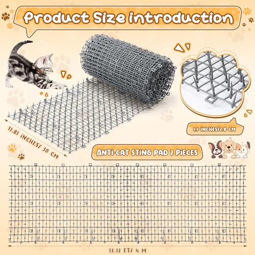 Sanwuta 2 Pcs 26.3 ft Cat Spike Mat Outdoor Deterrent Mat, Gray - color: Gray