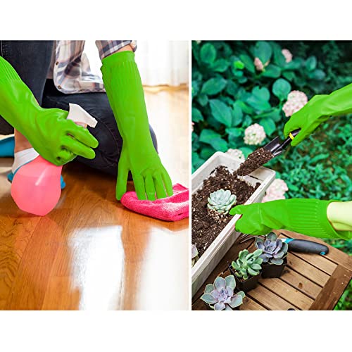 Vgo... Latex Reusable Cleaning Gloves,Long Sleeve Kitchen Gloves(RB2143) - color: Green, size: Medium