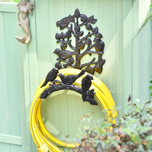 Sungmor Cast Iron Garden Hose Holder - Wall Mounted Retro Style - color: Shape C-Bird&Tree