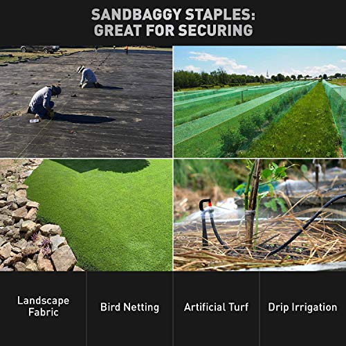 Sandbaggy Round Top 6-Inch Landscape Staples ~ SOD Garden Stakes Square Pin for Ground Cover Fabric & Drip Irrigation Tubing (100 Staples)