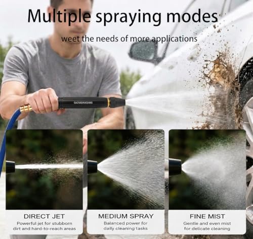 High Pressure Hose Nozzle Set, Heavy Duty Adjustable Water Gun with Dual Connector, Garden Hose Sprayer for Car Wash, Outdoor Cleaning, Lawn Watering and Patio Care (Pacifier Interface*2) - color: Pacifier Interface*2