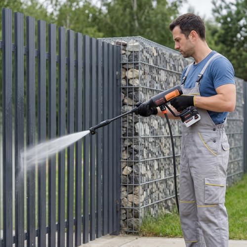 VEVOR Cordless Pressure Washer, 1200PSI MAX Portable Pressure Washer with Brushless Motor, 6-in-1 Nozzle & Water Hose, 4 Speed Adjustable, Battery Powered Handheld Power Cleaner for Home Garden Patio