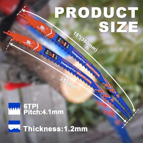 Arc Edge Reciprocating Saw Blades 15inch 6TPI for Pruning 4pcs - size: 15 inch