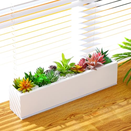 FillTouch 16.1 x 3.2 x 3.5 Inch 1 Pcs Long Rectangular Planter Box,White - color: White, size: 16.1 x 3.2 x 3.5 Inch