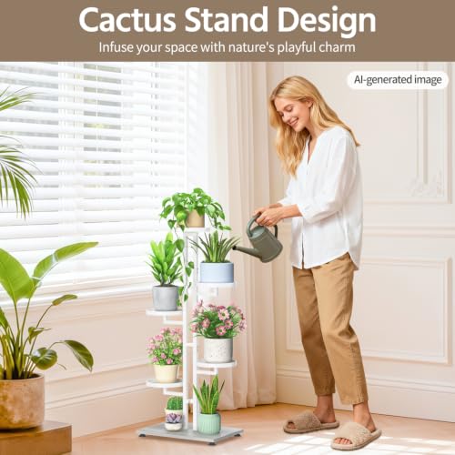 LASZOLA Plant Stand Tall Flower Holder for Indoor Corner, 5 Tier White - color: White, size: 5 Tier