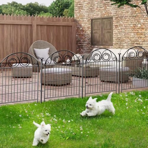Getlay Tall Garden Animal Barrier Fencing with Gate, 32 in(H)×27 in(L) 16 Panels Dog Digging Fence Barrier, Black Metal Temporary Fence, Reusable Defense Fences for Outdoor Yard. Total 35 Ft│Patented - size: 32''(H)-16panels-35ft(L)