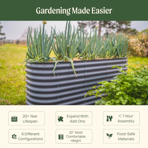 32" Extra Tall Raised Garden Bed Kits, 3.5 x 5 x 2.7ft Raised Planter Box Outdoor, 2 x 6.5 x 2.7ft Deep Root 6 in 1 Modular Metal Raised Beds for Gardening Vegetables Flowers Fruits - Terra Cotta - color: Terra Cotta, size: 6IN1 Modular