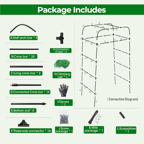 Garden Arch Trellis for Climbing Plants, 83" High Metal Cucumber Trellis & Tomato Cage, Rustproof Steel Tunnel Support for Squash, Pumpkin, Vegetables with Screw Fixation (32.3" L x 39.4" W) - style: 83" High x 32" Long (2-Arch)