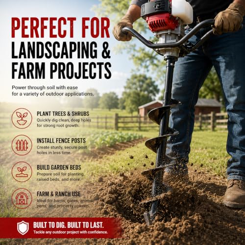XtremepowerUS 4" Inch Auger Digging Bit for Post Holes Replacement Earth Digger Planting Drill Fence Hole Maker Grass Plant Hole Fit for 3/4" Shaft - size: 4"