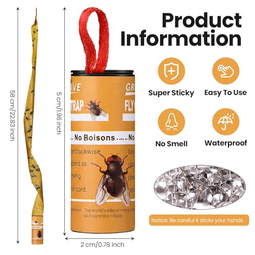 Qualirey 160 Pack Fly Strips Sticky Hanging Indoor Outdoor,Orange - color: Orange