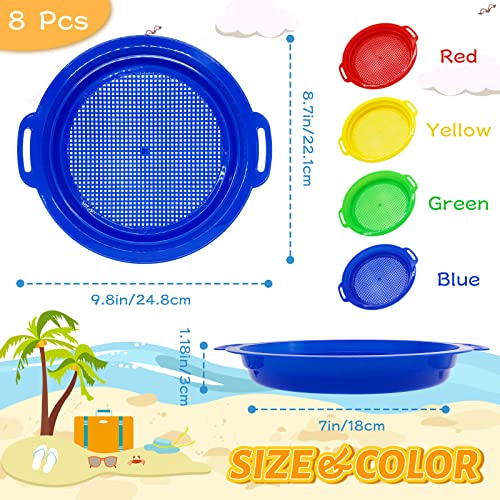 OJYUDD 8 Pack Plastic Sand Sieves for Adults, Multi-Purpose Sand Sifting Pans for Beach, Gardening, and Outdoor Use (8.75x9.75in) - color: 8 Pcs