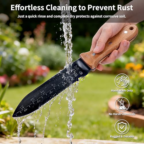 YANG Hori Hori Garden Knife, 7 Inch Garden Tools with Oxford Cloth Sheath - color: Spear-Point Garden Knife