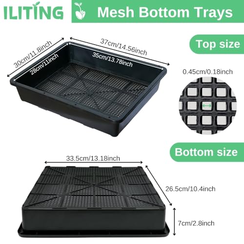 Soil Blocking Trays 15x12inch Mesh Tray 10 Pack Seed Starter Tray Mesh Bottom Trays for Soil Blocks, Seedling, Microgreen, Wheatgrass - size: 10P Mesh Trays