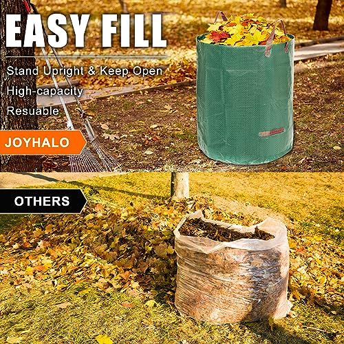 Joyhalo Reusable Yard Waste Bags -132 Gallon, 6 Pack, Heavy Duty with Gardening Gloves & 4 Handles, Standable, Camping & Recycling - color: Green-132 Gallons