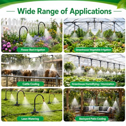 Bonviee Drip Irrigation Parts, 12 Brass Misters with 1/4 in Tee Fittings - size: 7.8inch