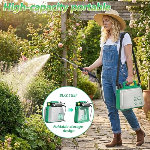 2 Gallon Battery Powered Garden Sprayer,2025 Upgraded Electric Garden Sprayer with 3 Mist Nozzles,Adjustable Shoulder Strap & Retractable Wand,Electric Spray Bottle,Battery for Lawn,Yard - style: Original Version