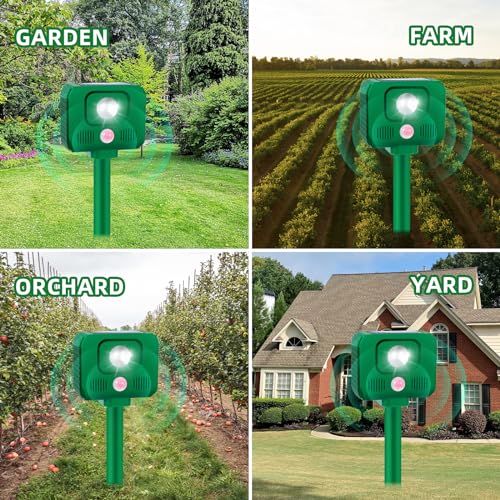 4 Pack Sonic Fortress Pro Deer Repellent Devices Solar Animal Repeller
