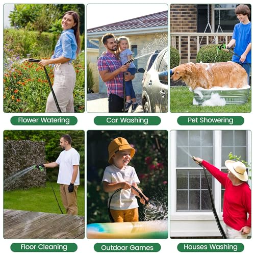 Garden Hose 50 ft Water Hose Flexible Heavy Duty Lightweight No Kink Long Outdoor Non-Expandable High Pressure Flat Hoses Pipe 50’ Strong 3/4’’ Brass Fitting for Outside Yard Lawn Car Wash - size: 50FT