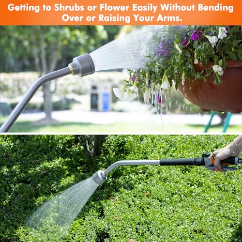 RESTMO 24 Inches Long Watering Wand for Garden Hose, Full Shower Spray Wand - color: Orange
