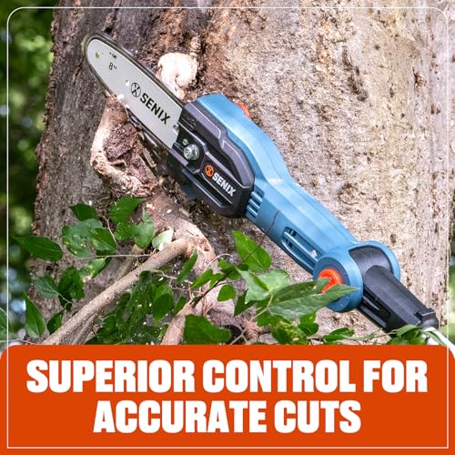 SENIX 20V Cordless Pole Saw, 8 Inch Telescopic Electric Pole ChainSaw with Articulating Head, 2.5Ah Battery & Charger Included for Tree Trimming, Pruning, and Cutting - style: 20V Saw