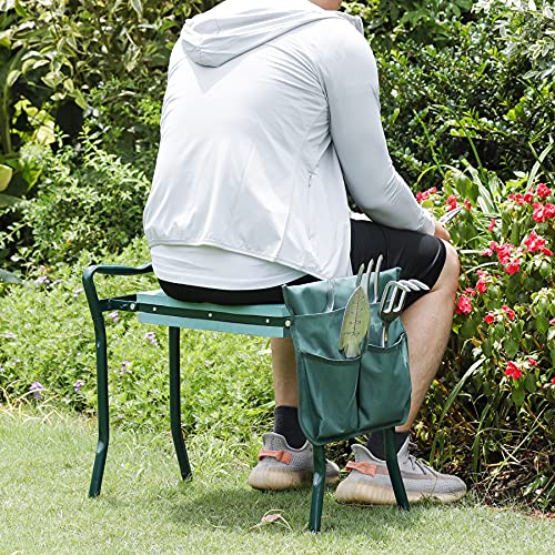 ZenStyle Foldable Garden Kneeler Seat with Tool Pouch Portable Garden Bench with EVA Foam Padded Kneeling Pad Gardening Stool