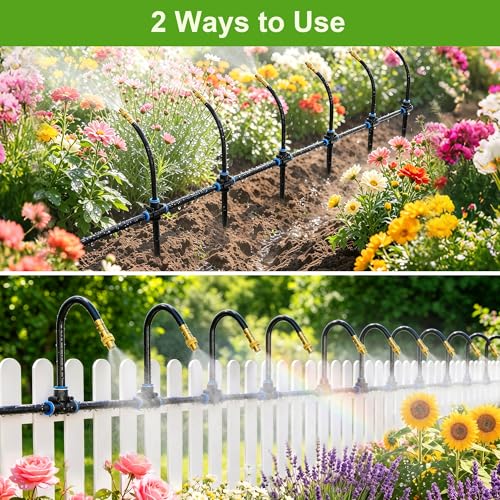 50 FT 360° Adjustable Irrigation System for Garden with Stake Holders - size: 50FT