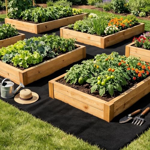 8.2 x 2 Ft Recycled Felt Mulch Mat Roll for Landscaping, Black Mulch Pad - size: 8.2'x2'-1pcs