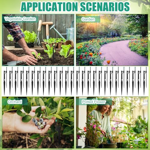 25 Pcs 12.8 Inch Drip Irrigation Stakes with 180 Degree Sprayer Emitters and Sprinkler Extension Riser 1/4 Inch Drip Line Sprinkler Support Stakes for Garden Watering System,Green