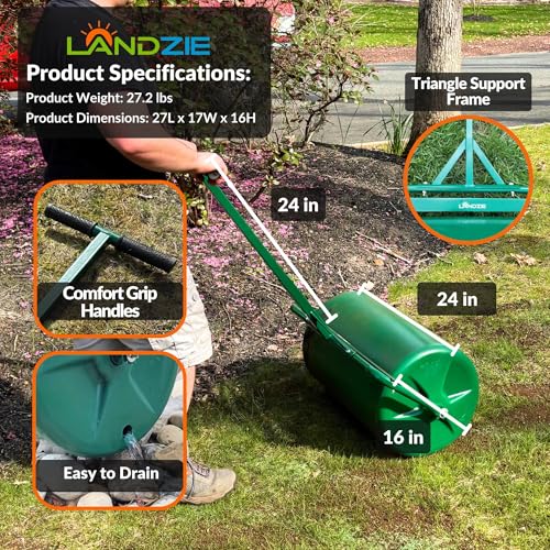 Landzie - Lawn Roller 24 Inch, Water Filled Poly Sod Roller - size: 24 Inches