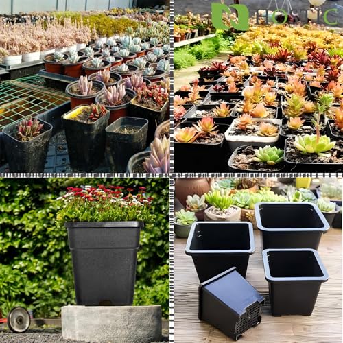 HOSTIC 5 Gallon Square Nursery Pots 10 PCS Flexible Plastic Pots - color: Black, size: 5 Gallon-10Pcs