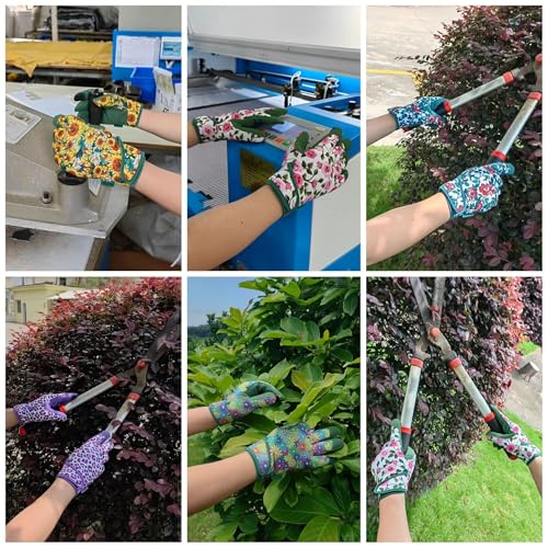 Cute Pattern Gardening Gloves,Thornproof Garden Glove,Gardener Gift - color: 1 Pair Per Pack-green Sunflower, size: Medium
