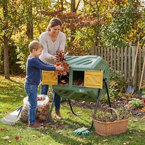 Werph 43 Gal Outdoor Compost Bin for Garden & Kitchen Waste, Grass Green - color: Grass Green