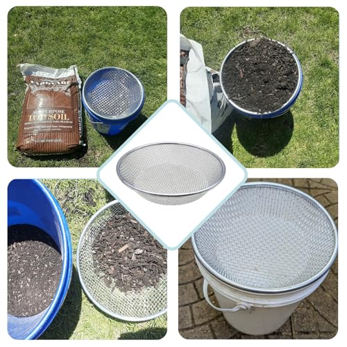 2PCS Soil Sifter for Gardening, Rock Sifter for 5gallon,Compost Sifter Dirt Sifter,Captures Dirt Rocks Sawdust - color: 2PCS (1/4in, 1/8in)