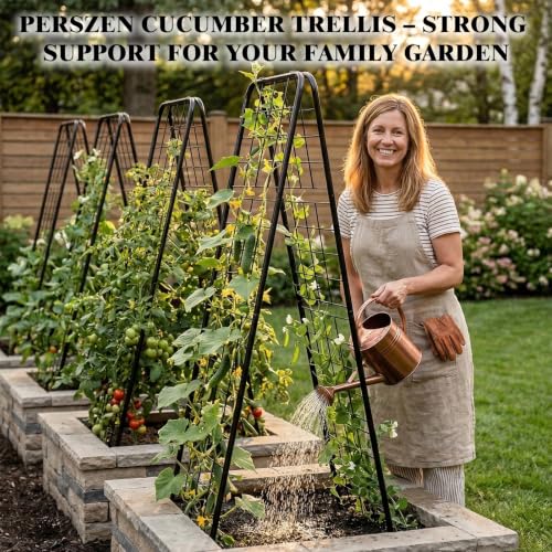 Perszen 2 Pack Cucumber Trellis for Garden, A-Frame Vertical Arch Trellis - size: 2Pack