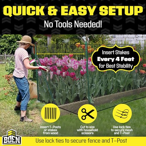 Plastic Garden Fence 4'x50' Black, Mesh Roll for Dog Deer Rabbit Barrier - color: Black, size: 4' x 50'