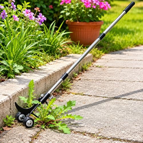 Long Handle Stand Up Weeder Tool, Detachable Blade Weed Puller with Stainless Steel Handle, Adjustable Extension No Bending Weeding Tool for Garden Lawns Driveway Pavers Sidewalk Cracks