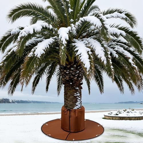 Palm Tree Root Protector, Winter Protection for Palm Trees Root, Tree Root Freeze Protectors with Ground Nails, Winter Tree Root Frost Covers for Outdoor Cold Weather Plants (1, Brown)