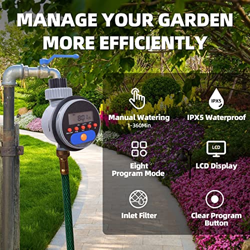 Water Timer Garden Irrigation System with 8 Programs,LCD Display - style: 1 Outlet Water Timer