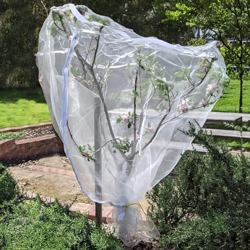 Zippered Caterpillar Sleeve, Milkweed Plant Netting, Garden Netting Plant Covers Bird Net with Drawstring, 24 inch Square Top, 48 inch Drop