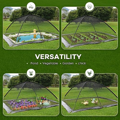 Mxmoonant Pond Cover Dome 10x11 FT, w/4 Windropes, 1-Person Install