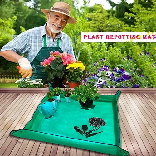39.4" x 39.4" Large Plant Repotting Mat for Indoor Plants, Portable and Foldable Gardening mat, Waterproof Transplanting Potting Mat in Garde - color: Green, size: 39.4 in x 39.4 in (Square)
