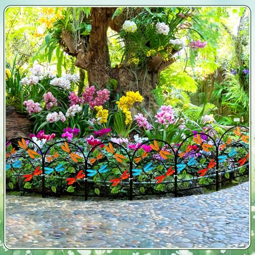 Yaocom 6 Pack Dragonfly Garden Fence 16.5" H x 11.8" W Metal Border - style: Dragonfly