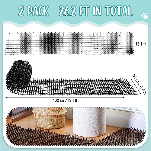 Sanwuta 2 Pcs 26.3 ft Cat Spike Mat Outdoor Deterrent Mat, Black - color: Black