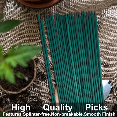 100 pcs 18 Inch Plant Sticks Support, Floral Plant Support, Wooden Sign Posting Green Bamboo Garden Sticks with 100 Pcs Garden Ties - color: 100 pcs