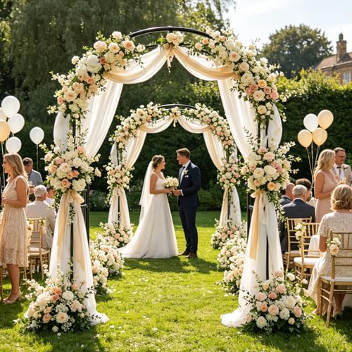 BUKLIYN Garden Arch - 63" L x 95" H Heavy Duty Black Metal Arbor