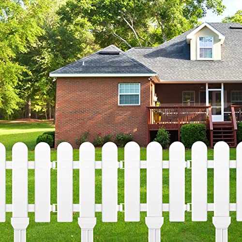 ELECLAND 12 Pieces Garden Fence with 12 Pieces Fence Insert White Plastic Fence Garden Picket Fence Edgings Lawn Flowerbeds Plant Borders Decorative Garden Yard
