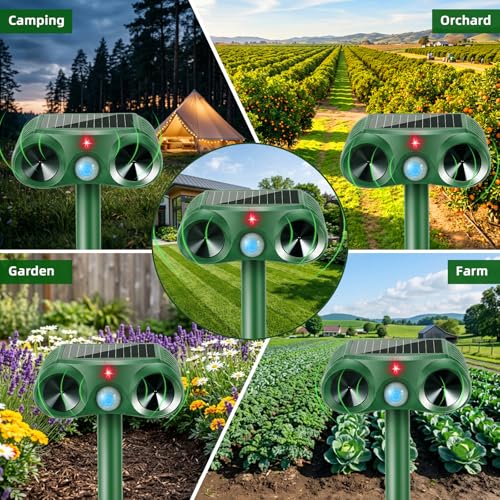 4 Pack Deer & Cat Deterrent with Motion Sensor for Yard & Garden