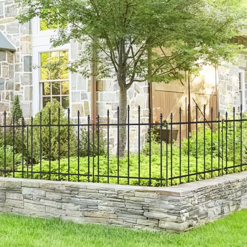 26” x 12’ No-Dig Metal Garden Fence with Stakes, Panels Fencing for Dogs - size: Roman Col 26″H x 12ft (6Panels)